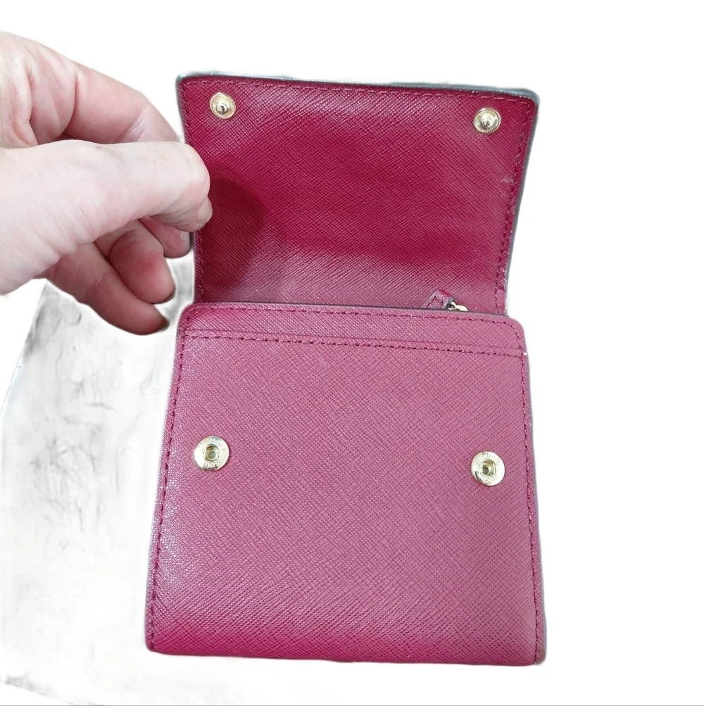 Michael Kors Wallet Small Burgundy Saffiano Leather Tri-fold